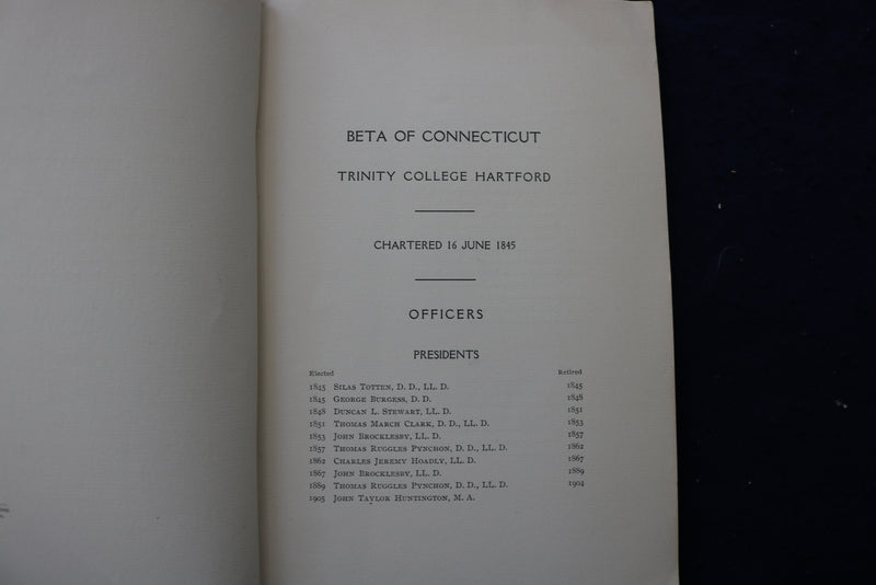 1905 TRINITY COLLEGE HARTFORD - BETA OFCONNECTICUT 1845-1905 -SOFTCOVER - K 1415
