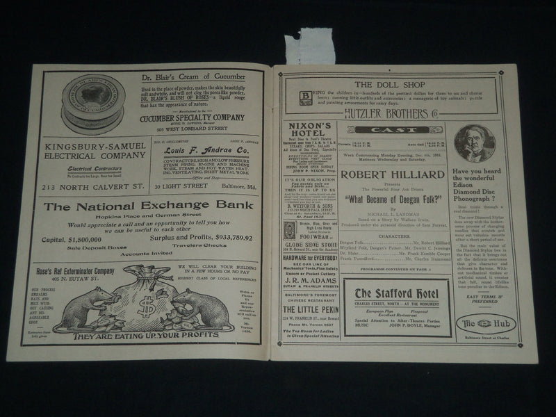1915 DEC 6 WHAT BECAME OF DEEGAN FOLK? - NEW ACADEMY OF MUSIC PROGRAM - J 4087