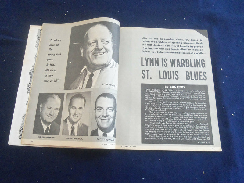 1966 DECEMBER HOCKEY PICTORIAL MAGAZINE - NICE COVER, PHOTOS & STORIES - ST 200R