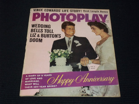 1962 NOVEMBER PHOTOPLAY MAGAZINE - JACK & JACKIE KENNEDY FRONT COVER - E 16740