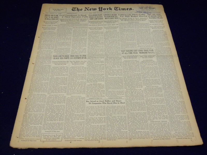 1940 FEBRUARY 12 NEW YORK TIMES - LORD TWEEDSMUIR DEAD AT 64 - NT 2875