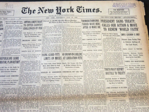 1930 JULY 23 NEW YORK TIMES - HOOVER SIGNS LONDON NAVAL TREATY - NT 5708