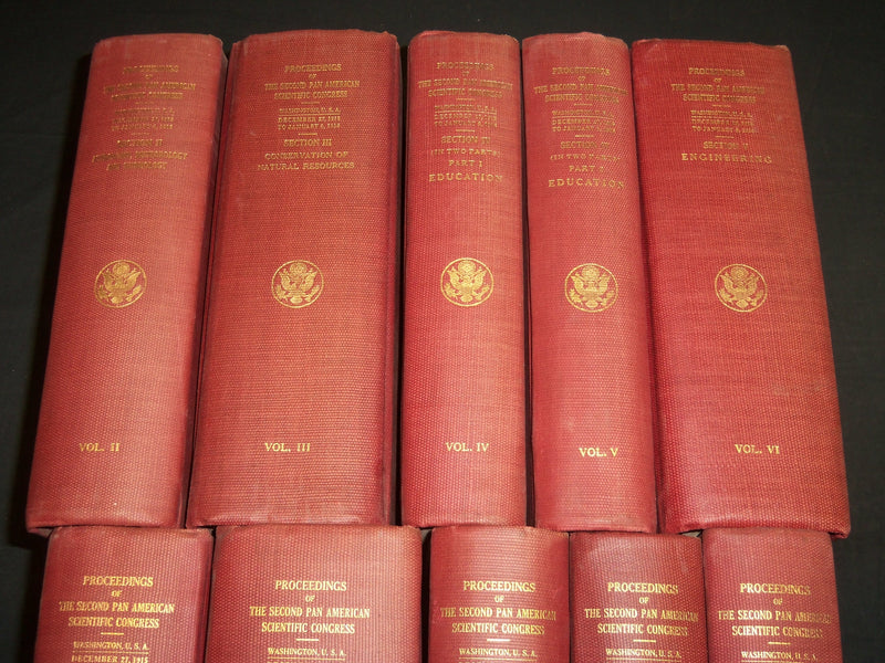 1915-1916 PAN AMERICAN SCIENTIFIC CONGRESS PROCEEDINGS VOLUME LOT OF 10 - KD 5L