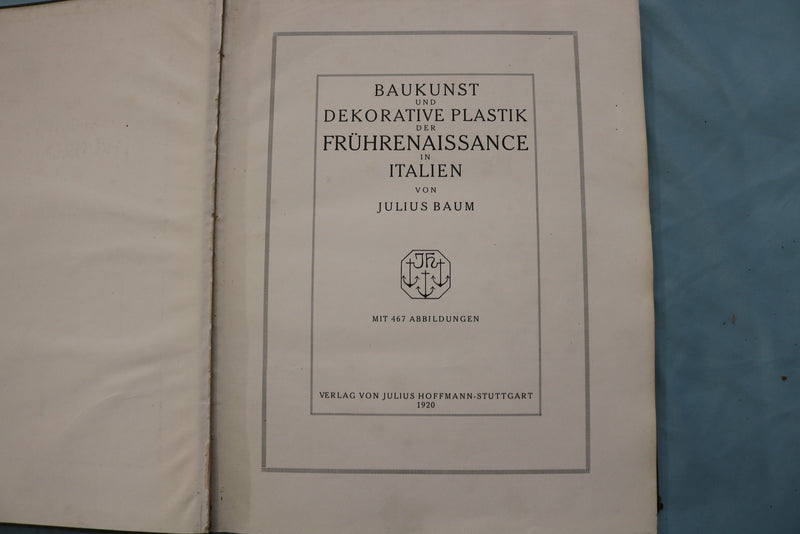 1920 BAUKUNST UND DEKORATIVE PLASTIK IN ITALIEN - GERMAN TEXT - KD 9715