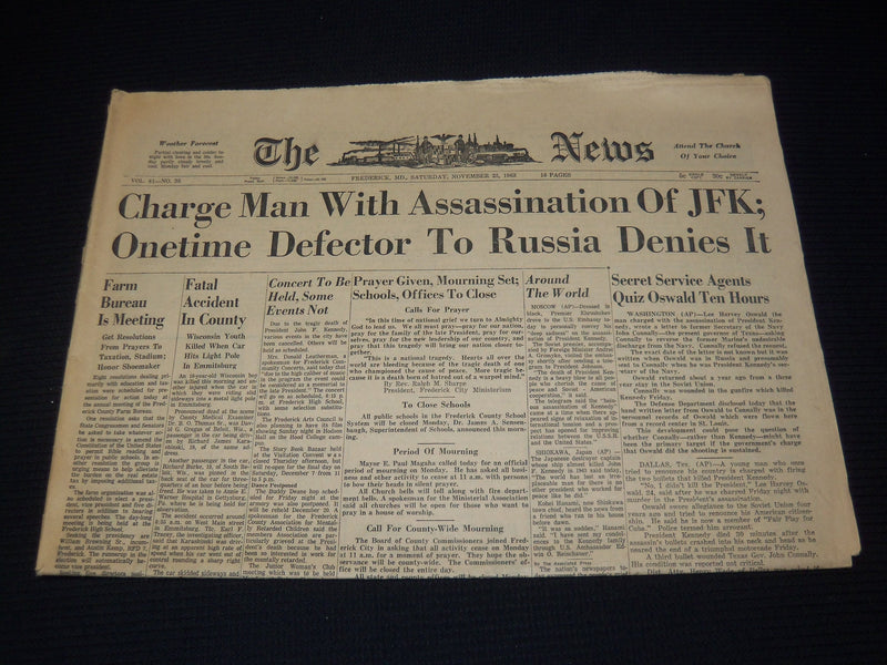 1963 NOVEMBER 23 THE NEWS - CHARGE MAN OF ASSASSINATION OF JFK - NP 1847P