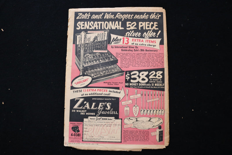 1952 APR 6 DES MOINES SUNDAY REGISTER MAGAZINE - MAUREEN O'HARA COVER - E 26330