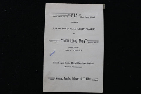 1950 FEBRUARY JOHN LOVES MARY PROGRAM - HANOVER, PENNSYLVANIA - K 2800