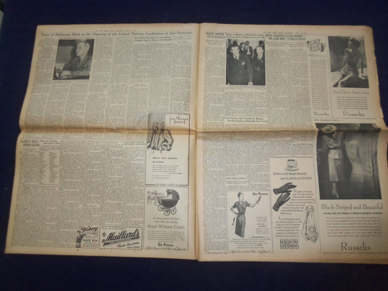 1945 APRIL 26 NEW YORK TIMES - TRUMAN OPESN WORLD SECURITY PARLEY - NP 6703