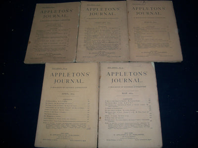 1879 APPLETON'S JOURNAL MAGAZINE LOT OF 9 DIFFERENT ISSUES - NICE ADS - WR 697