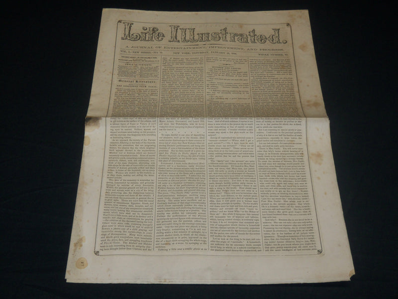 1856 JANUARY 19 LIFE ILLUSTRATED NEWSPAPER - ISAAC NEWTON - NP 4795