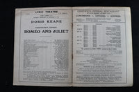 1919 DORIS KEANE IN ROMEO AND JULIET PROGRAM - THE LYRIC THEATRE - K 1803