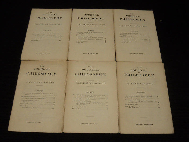 1921 THE JOURNAL OF PHILOSOPHY MAGAZINE LOT OF 21 ISSUES - WR 632E