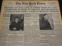 1944 JUNE 28 NEW YORK TIMES - CHERBOURG HANDED TO FRENCH, REPAIRS BEGIN- NT 4327