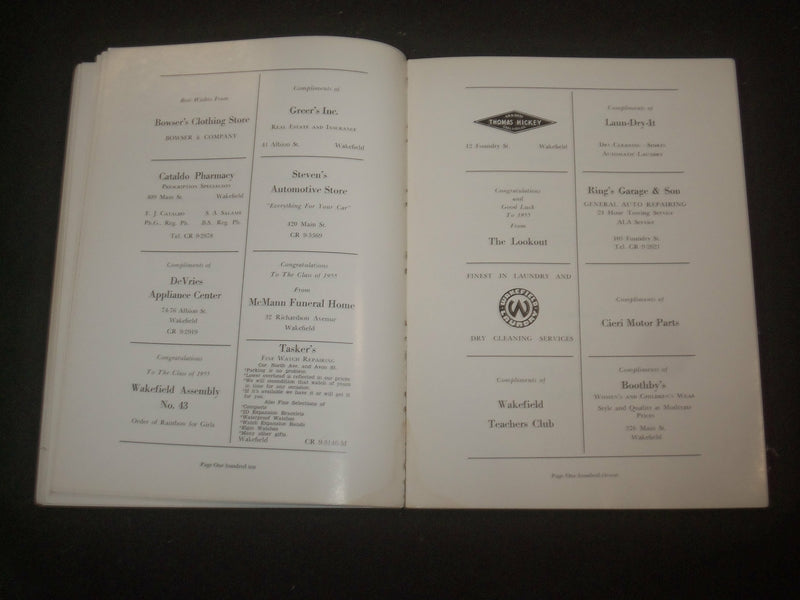1955 WAKEFIELD HIGH SCHOOL YEARBOOK - WAKEFIELD, MASSACHUSETTS - YB 2247