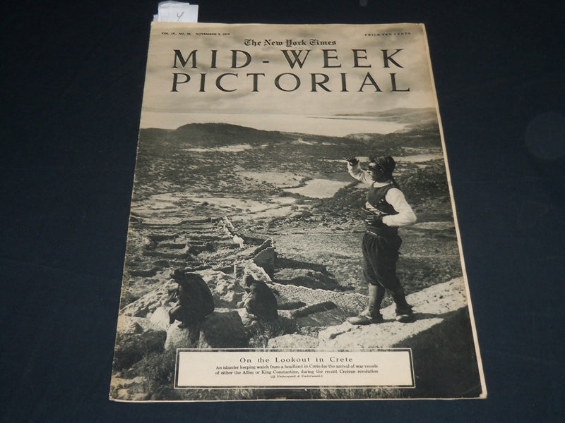 1916 NOVEMBER 9 MID-WEEK PICTORIAL MAGAZINE SECTION - LOOKOUT IN CRETE - NP 4525