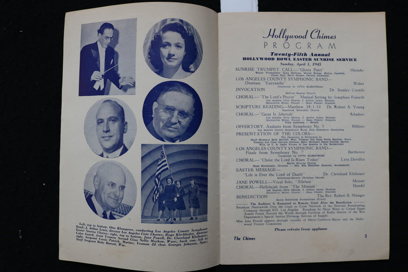 1945 HOLLY BOWL EASTER SUNRISE SERVICE PROGRAM - K 1811
