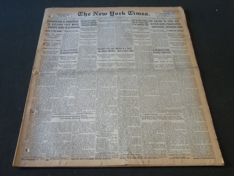 1930 NOV 25 NEW YORK TIMES - WASHINGTON IS RECEPTIVE TO KELLOGG PACT - NT 6331