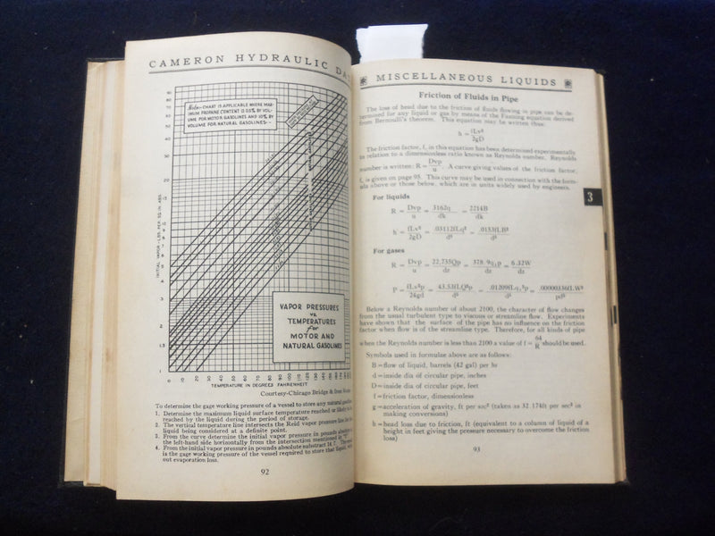1942 CAMERON HYDRAULIC DATA HARDCOVER BOOK BY G.V. SHAW & A.W. LOOMIS - KD 8488
