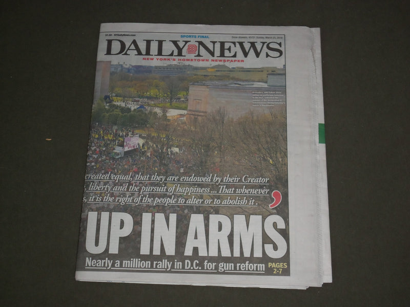 2018 MARCH 25 NEW YORK DAILY NEWS - A MILLION RALLY IN D.C. FOR GUN REFORM