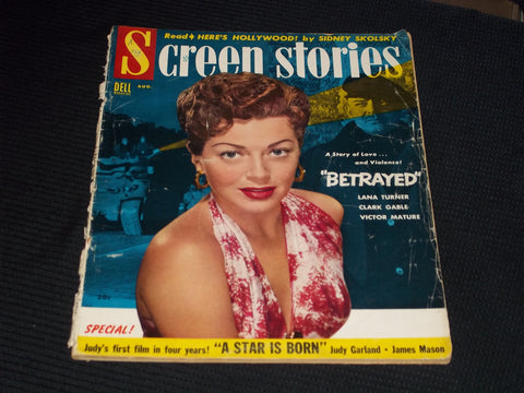 1954 AUGUST SCREEN STORIES MAGAZINE - LANA TURNER FRONT COVER - E 14110