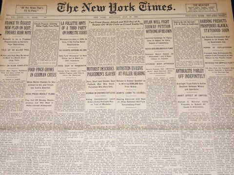 1923 JULY 28 NEW YORK TIMES - ROTHSTEIN EVASIVE AT FULLER HEARING - NT 7752