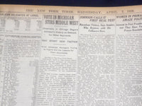 1920 APRIL 7 NEW YORK TIMES - JOHNSON AND HOOVER BEATEN IN THIS STATE - NT 8283
