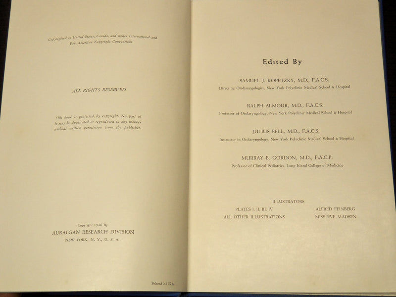 1946 AN AURAL ATLAS - AURALGAN RESEARCH DIV. RED CROSS BOOK - 49 PLATES- KD 9515