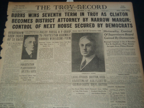 1931 NOV 4 TROY MORNING RECORD - BURNS WINS SEVENTH TERM IN TROY - NT 7489