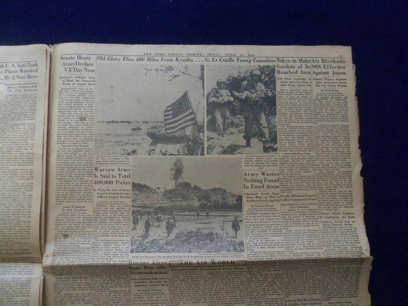 1945 APRIL 13 NEW YORK HERALD TRIBUNE NEWSPAPER-PRES ROOSEVELT IS DEAD - NP 6463