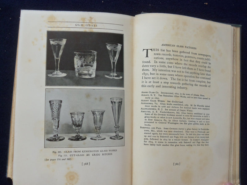 1935 OLD GLASS- EUROPEAN AND AMERICAN HARDCOVER BOOK BY N. HUDSON MOORE- KD 8625