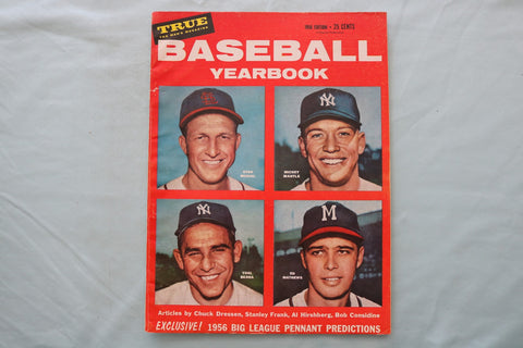 1956 BASEBALL YEARBOOK MAGAZINE - MUSIAL-MANTLE-BERRA COVER - E 26724