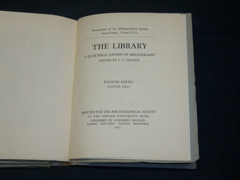 1936-1942 TRANSACTIONS OF BIBLIOGRAPICAL SOCIETY LOT OF 3 - 11 ISSUES - KD 4598