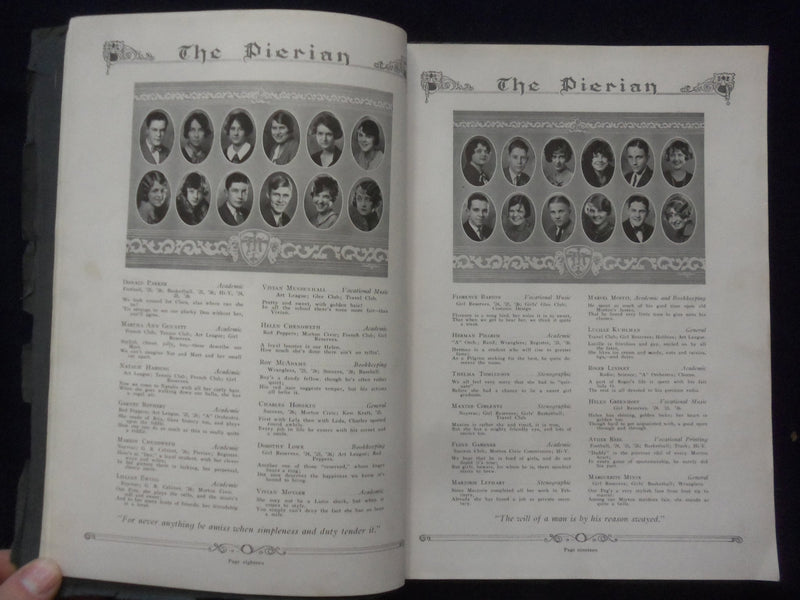 1926 PIERIAN MORTON HIGH SCHOOL YEARBOOK - RICHMOND, INDIANA - YB 1926A