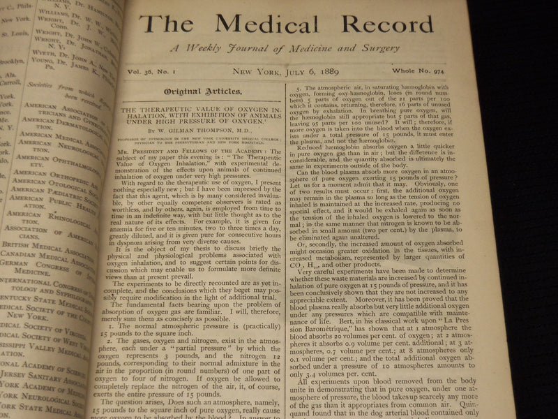 1889 JULY-DECEMBER THE MEDICAL RECORD WEEKLY JOURNAL BOUND VOLUME - KD 6132A