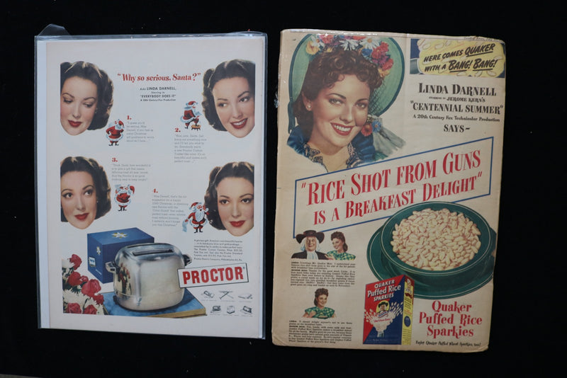 1940'S-1950'S LINDA DARNELL MAGAZINE ADVERTISEMENTS - LOT OF 33 - O 3795