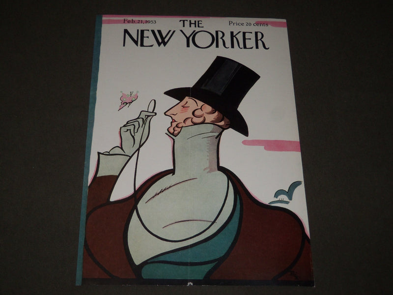 1953 FEBRUARY 21 NEW YORKER MAGAZINE FRONT COVER ONLY BY REA IRVIN - ART DECO