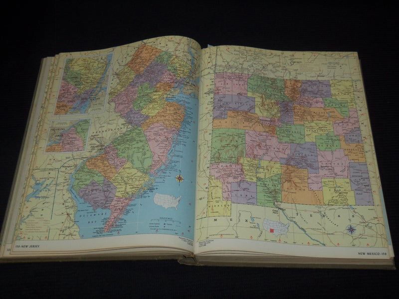 1962 HAMMOND AMBASSADOR WORLD ATLAS HARDCOVER BOOK - COLOR MAPS - KD 3350F