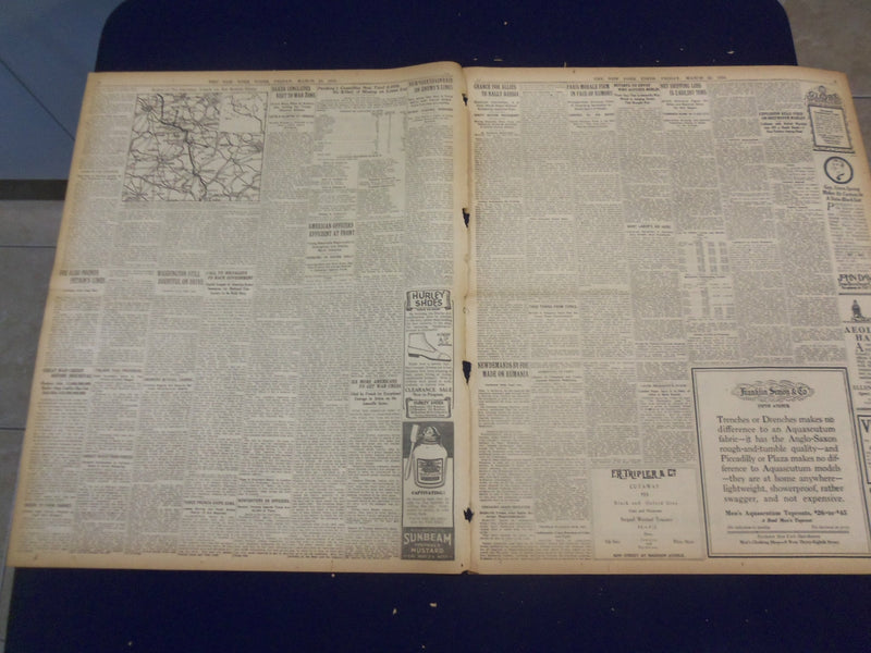 1918 MARCH 22 NEW YORK TIMES - GERMANS OPEN DRIVE AGAINST BRITISH - NT 8163