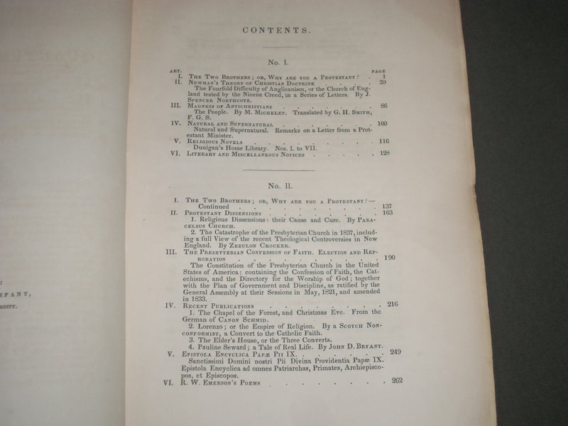 1847-1875 BROWNSON'S QUARTERLY REVIEW MAGAZINE LOT OF 14 ISSUES - WR 1180C