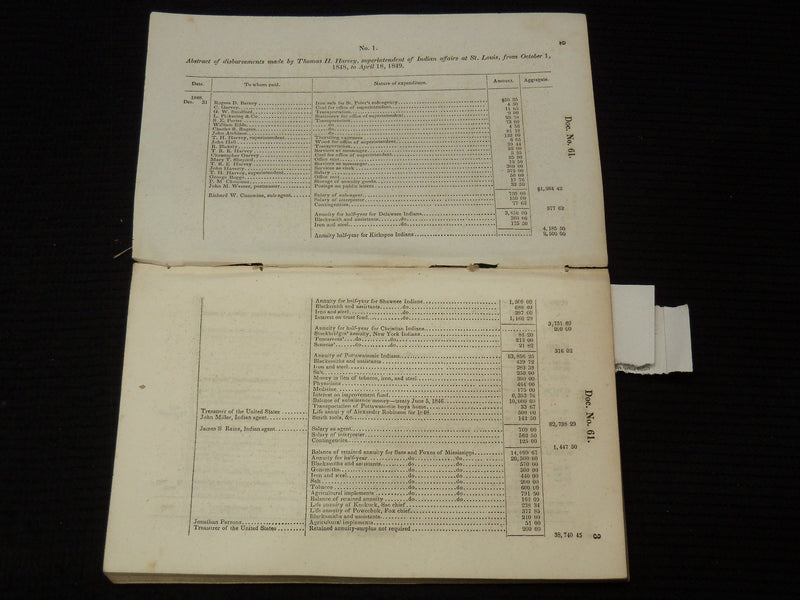 1850 APRIL 9 INDIAN DISBURSEMENTS BULLETINS - TREASURY AUDITOR LOT OF 8 - K 2030