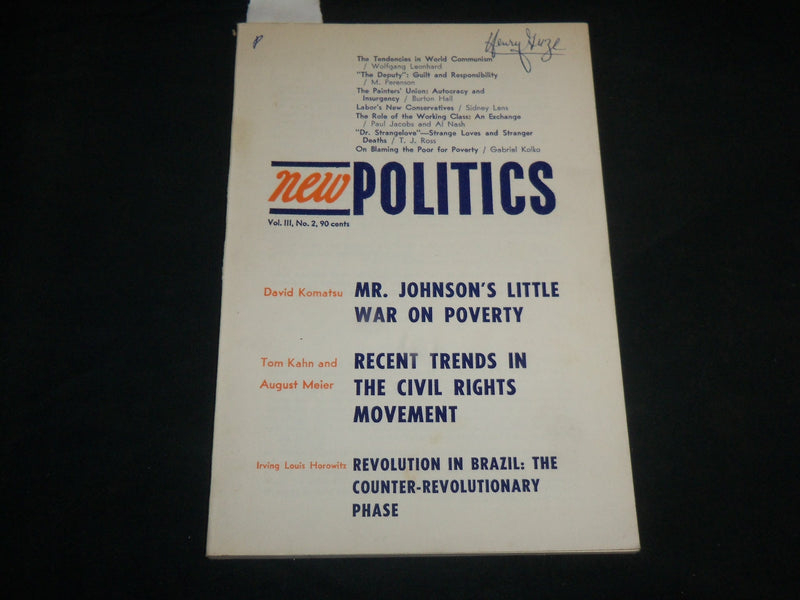 1964 SPRING NEW POLITICS SOFTCOVER BOOK BY SOCIALIST THOUGHT JOURNAL - J 6804