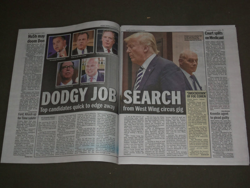 2018 DECEMBER 11 NEW YORK DAILY NEWS - HELP WANTED - WHITE HOUSE CHIEF OF STAFF
