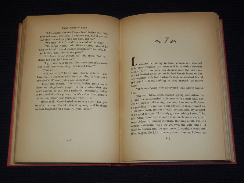 1957 THREE FACES OF LOVE HARDCOVER BOOK BY FAITH BALDWIN - KD 7964