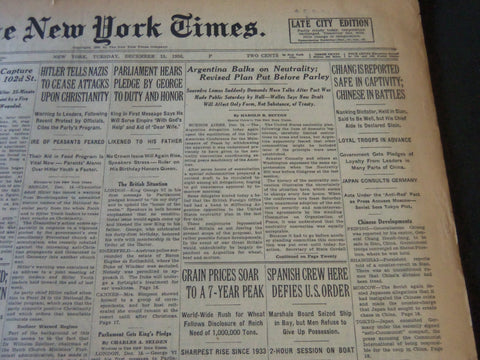 1936 DECEMBER 15 NEW YORK TIMES - CHIANG IS REPORTED SAFE IN CAPTIVITY - NT 6708