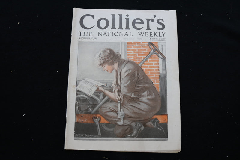 1919 SEPTEMBER 27 COLLIER'S MAGAZINE - A WOMAN WITH CAR MANUAL COVER - E 10962