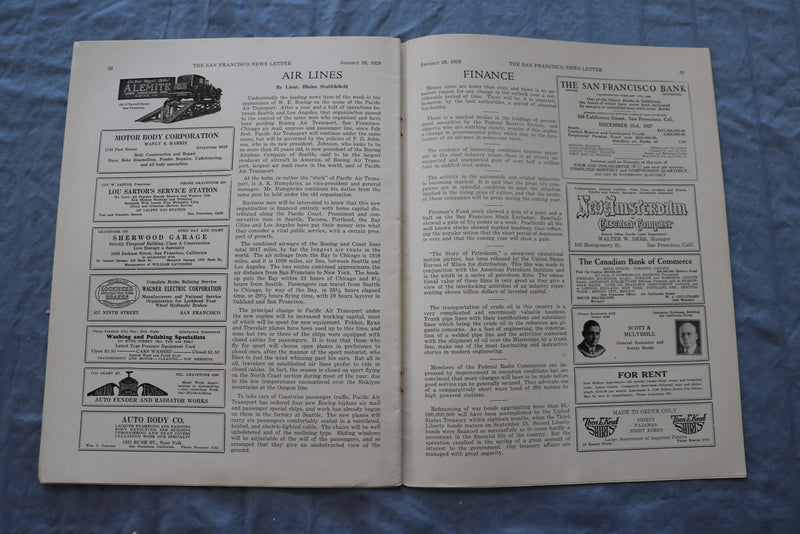 1928 JANUARY 28 SAN FRANCISCO NEWS LETTER MAGAZINE - AUTO SHOW - ST 5509N