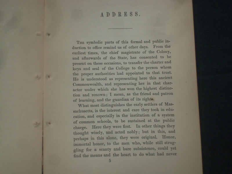 1853 MAY 24 REV. JAMES WALKER HARVARD PRESIDENT INAUGURATION ADDRESS - J 4382