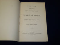 1875 ORATION CITY GOVERNMENT CITIZENS OF BOSTON BY JAMES FREEMAN CLARKE - J 4558