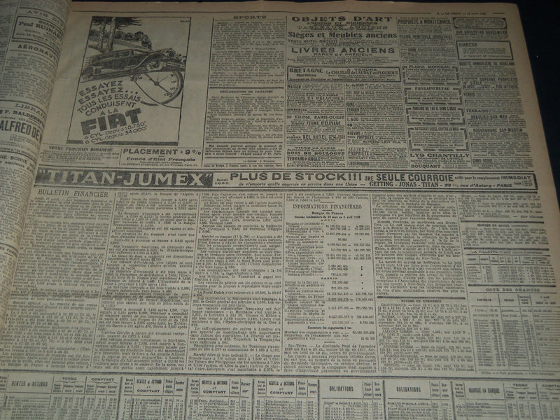 1929 APRIL-JUNE LE TEMPS FRENCH NEWSPAPER BOUND VOLUME - VB 17