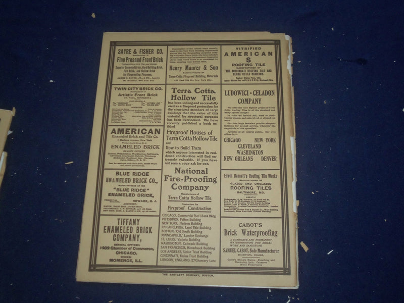 1908 MAY THE BRICKBUILDER MAGAZINE - AN ARCHITECTURAL MONTHLY - ST 258F